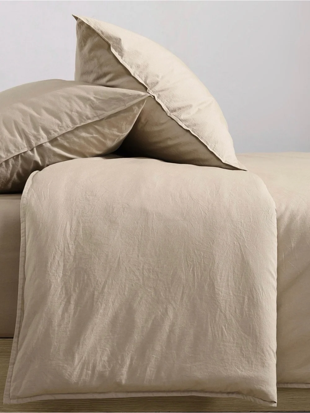 NIP Calvin  Klein Queen Size Washed Percale Cotton Solid 3 Piece Comforter Set,